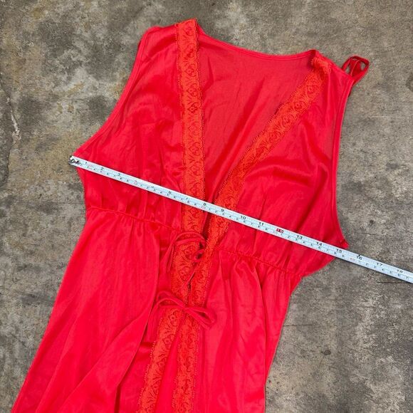 Vintage red lace tie front maxi cardigan cape - Picture 6 of 7